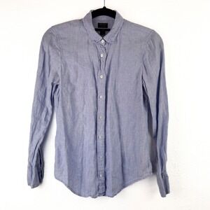 J.Crew Baird McNutt Irish Linen Slim Fit Shirt Womens 0 Light Blue Long Sleeve